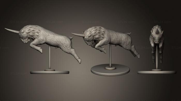 Animal figurines (Goat with Prominent Horn, STKJ_0554) 3D models for cnc